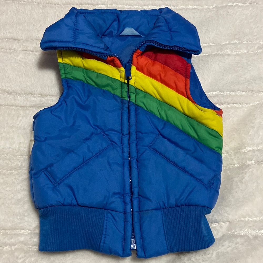 Kids Blue Rainbow Stripe Puffer Vest
